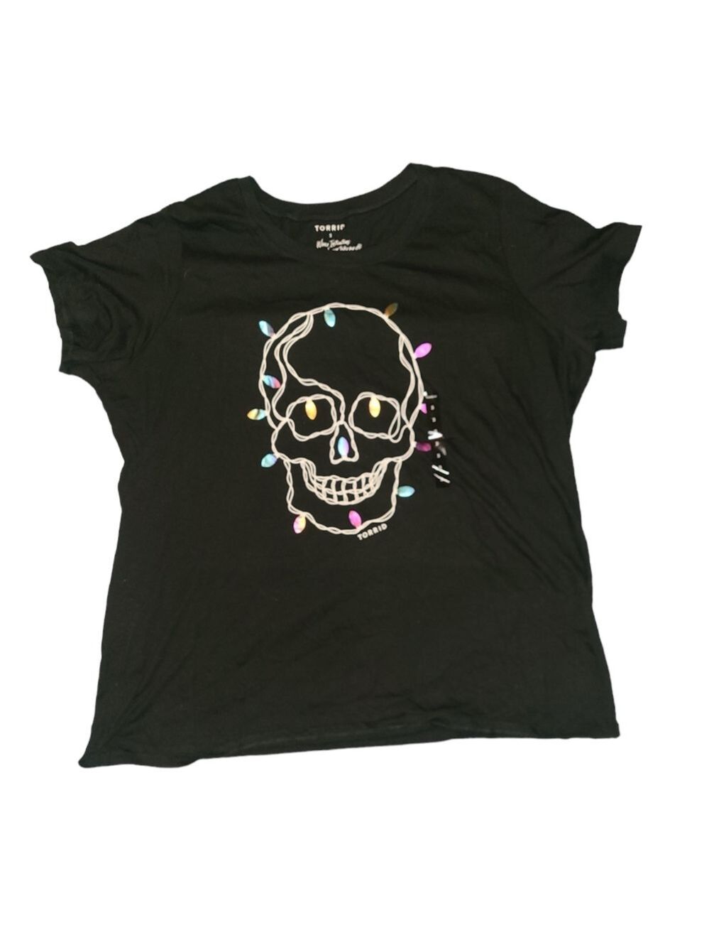 Torrid Black Skull Lights Crew Ladies Short Sleeve Shirt Size 2X - Picture 1 of 4